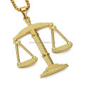 Justice Balance Scales Pendant Necklace Fashion Gold Color Charm Men Women CZ Stone Rhinestone Crystal Hiphop Jewelry Alloy